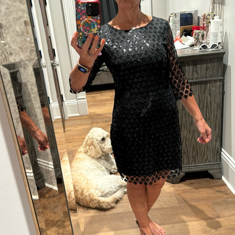 Chelsey and Violet black cocktail dress with sequins size zipper size medium